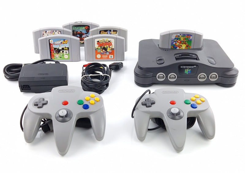 Nintendo 64 Konsolen Bundle mit 2 Controllern, Anschlusskabel & 6 Spielen N64