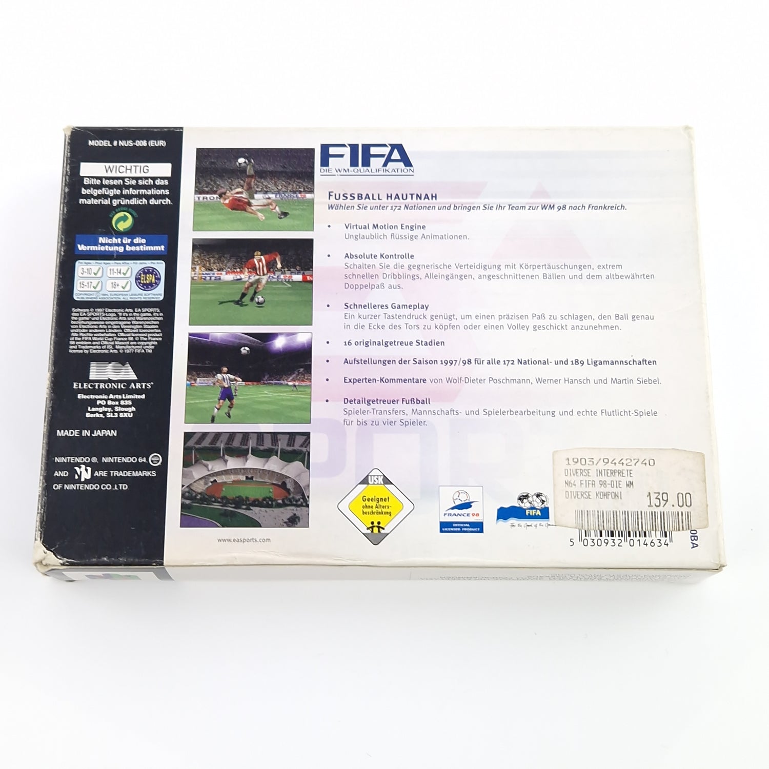 Nintendo 64 Spiel : Fifa Die WM-Qualifikation 98 - N64 Modul Anl OVP cib Fußball