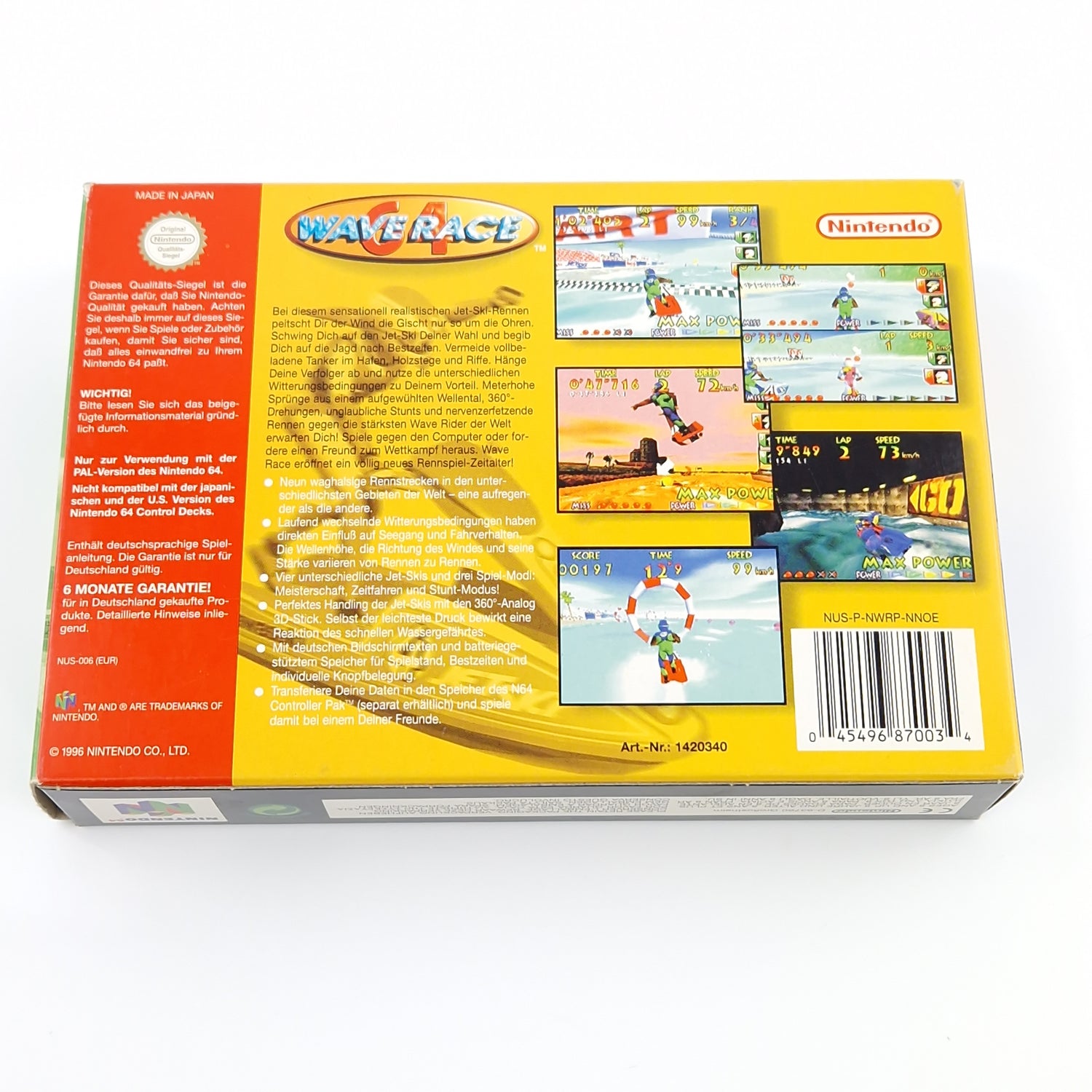 Nintendo 64 Spiel : Wave Race 64 - N64 Modul Anleitung OVP cib / PAL NNOE