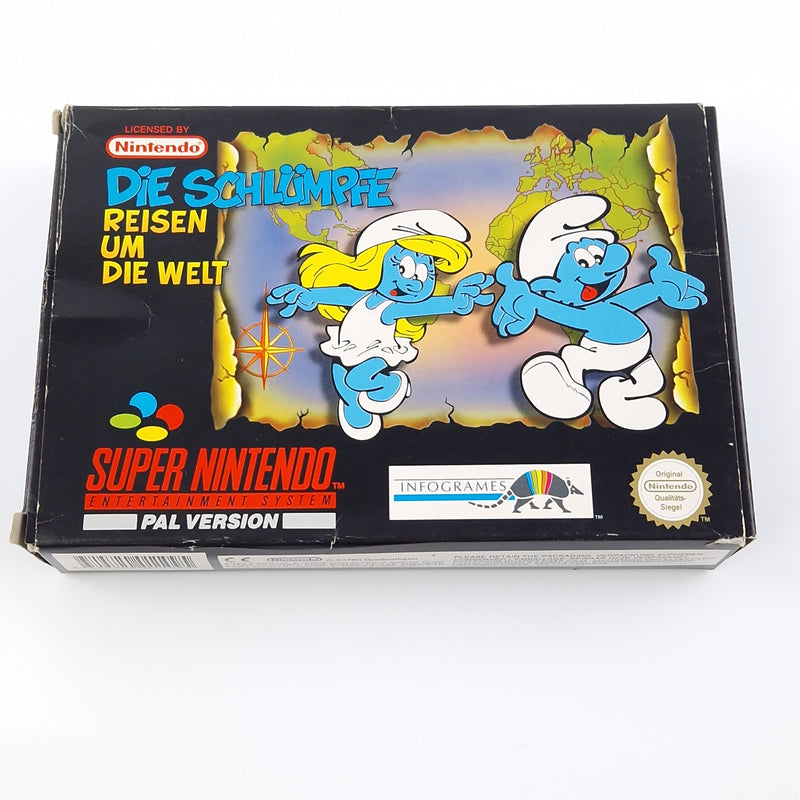 Super Nintendo Spiel : Die Schlümpfe Reisen um die Welt - SNES OVP PAL NOE