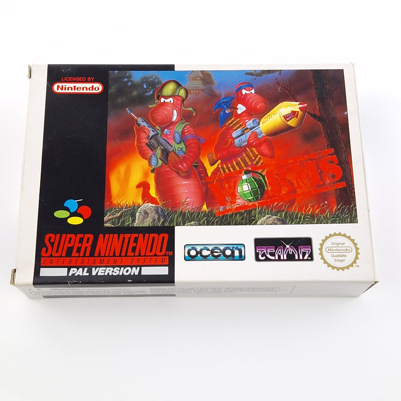 Super Nintendo Spiel : Worms - SNES Modul Anleitung OVP BOX cib / PAL NOE