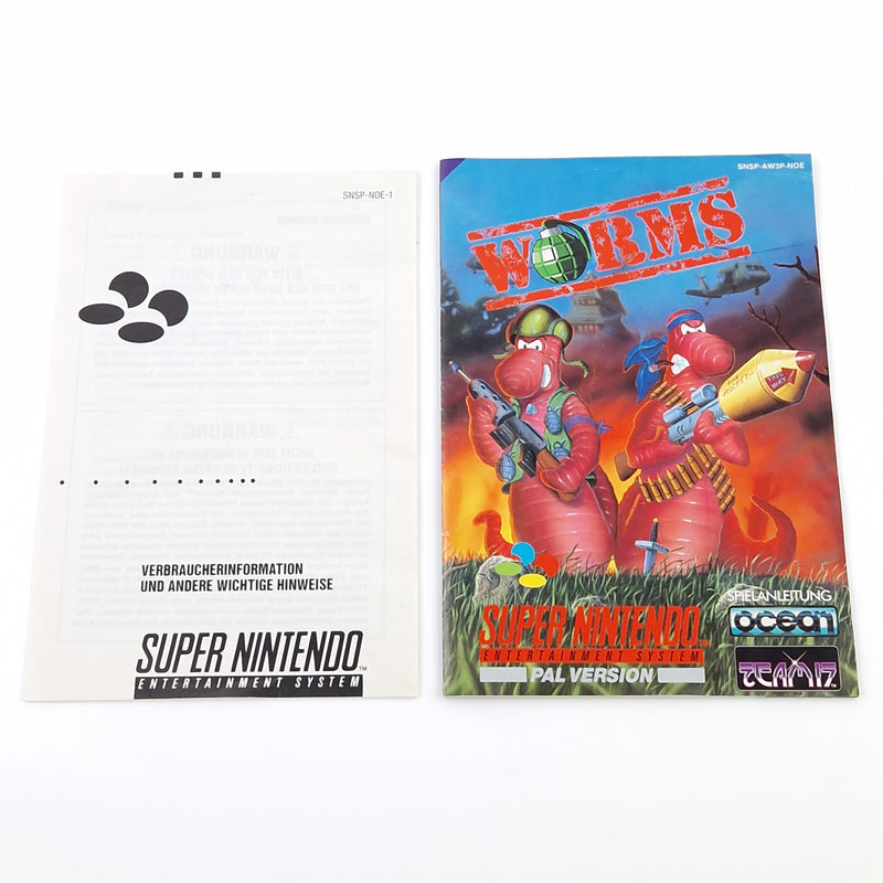 Super Nintendo Spiel : Worms - SNES Modul Anleitung OVP BOX cib / PAL NOE