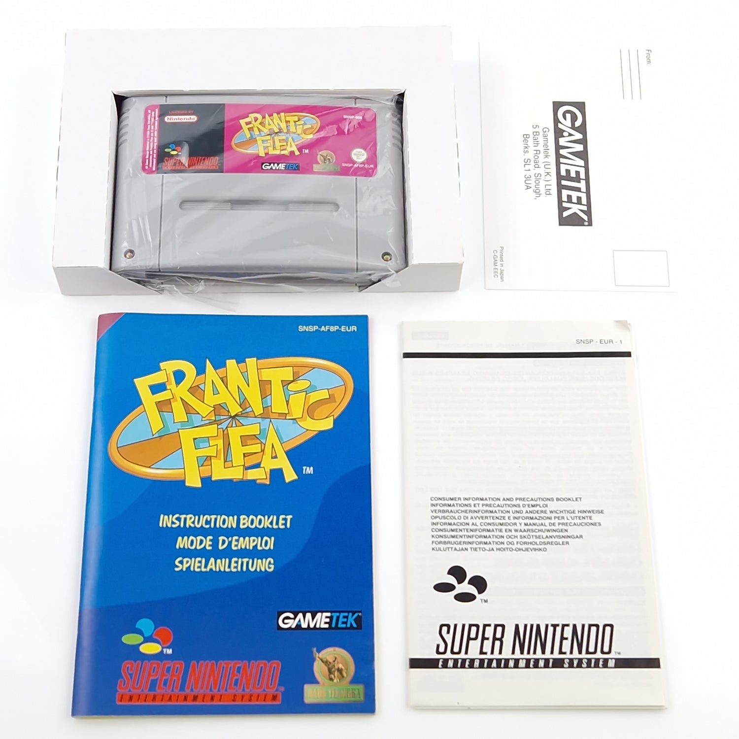 Super Nintendo Spiel : Frantic Flea - SNES Modul Anleitung OVP cib PAL EUR