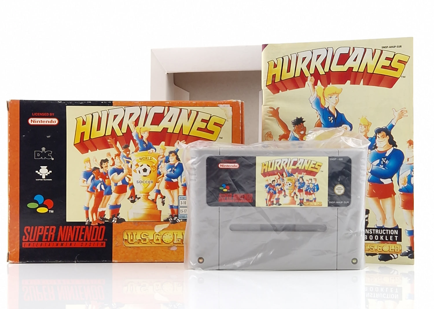 Super Nintendo Spiel : Hurricanes Fußball - SNES Modul Anleitung OVP PAL EUR