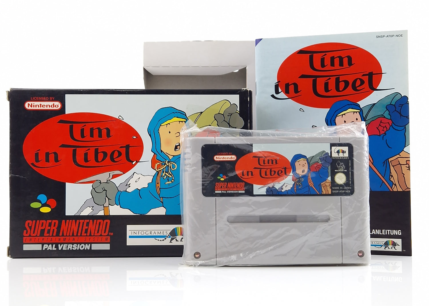 Super Nintendo Spiel : Tim in Tibet - SNES Modul Anleitung OVP PAL NOE-1