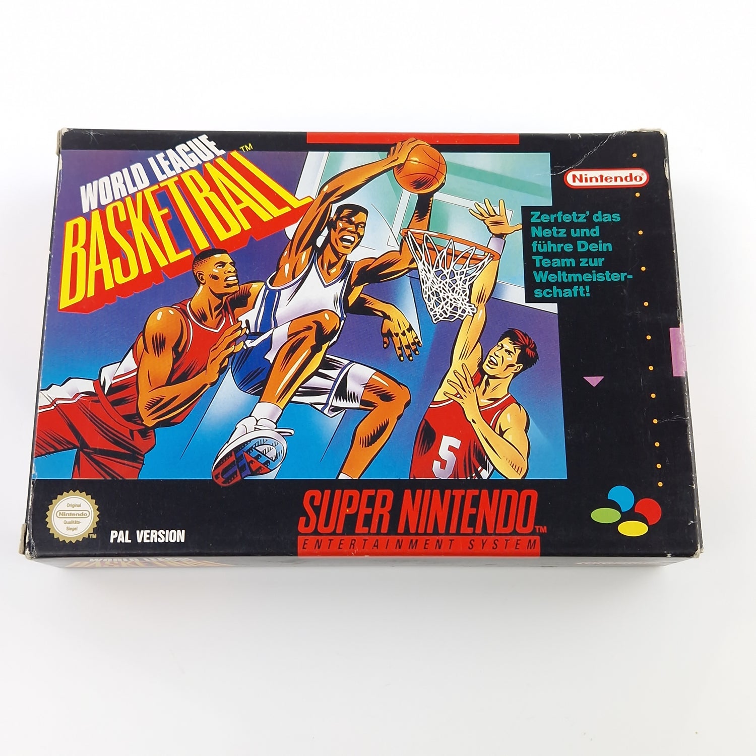 Super Nintendo Spiel : World League Basketball - SNES Modul Anleitung OVP PAL