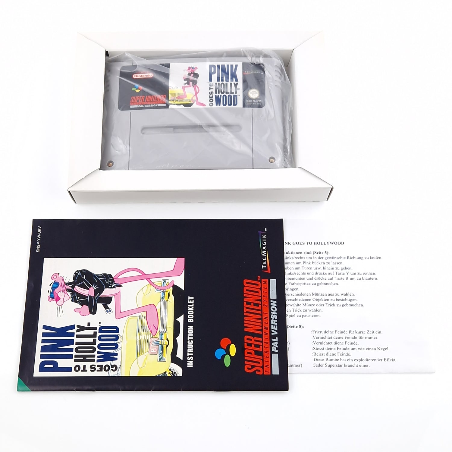 Super Nintendo Spiel : Pink Goes to Hollywood - SNES Modul Anleitung OVP PAL UKV