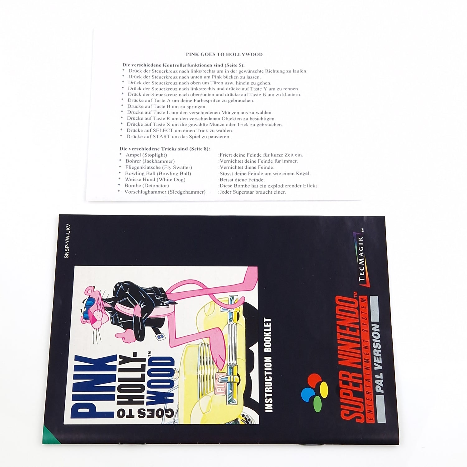 Super Nintendo Spiel : Pink Goes to Hollywood - SNES Modul Anleitung OVP PAL UKV