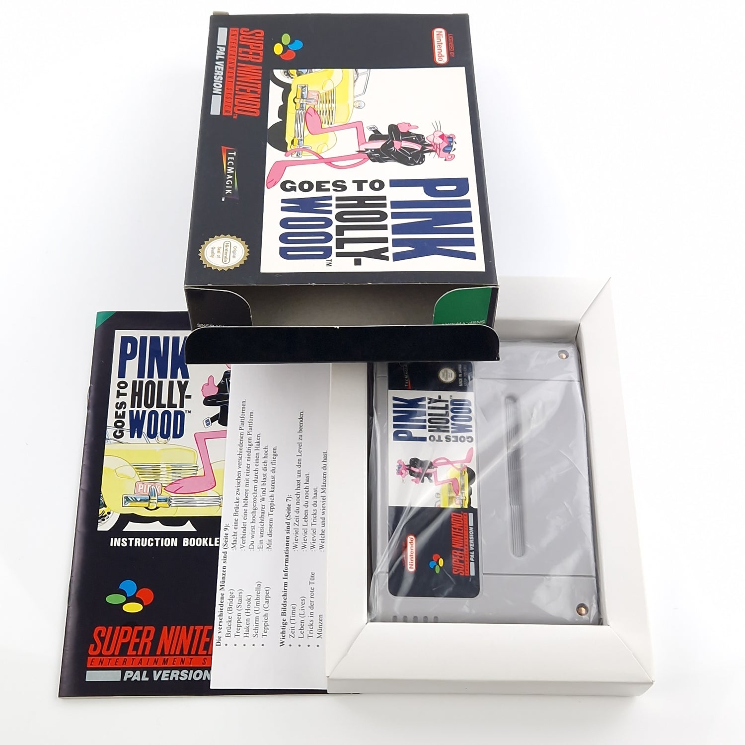 Super Nintendo Spiel : Pink Goes to Hollywood - SNES Modul Anleitung OVP PAL UKV