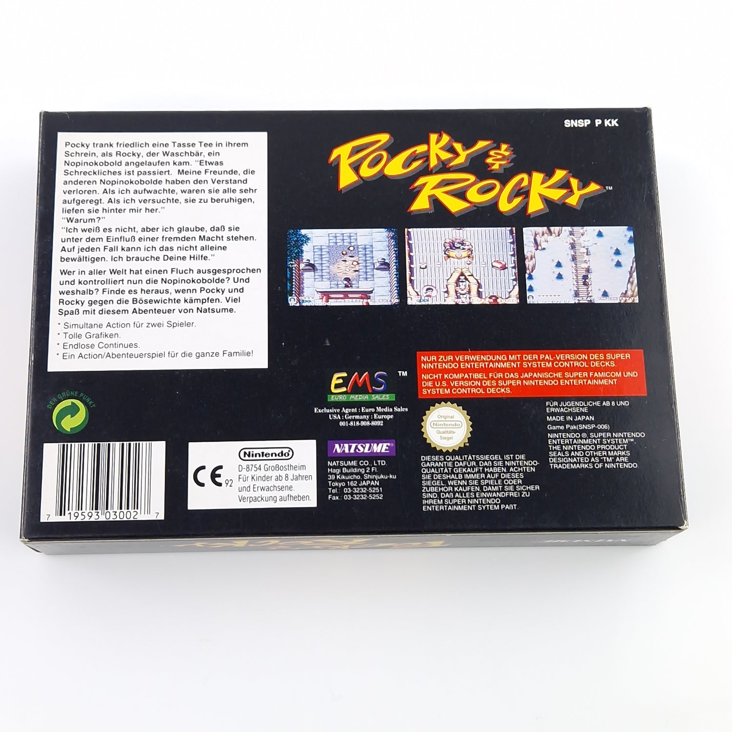 Super Nintendo Spiel : Pocky & Rocky - SNES Modul Anleitung OVP cib | PAL NOE