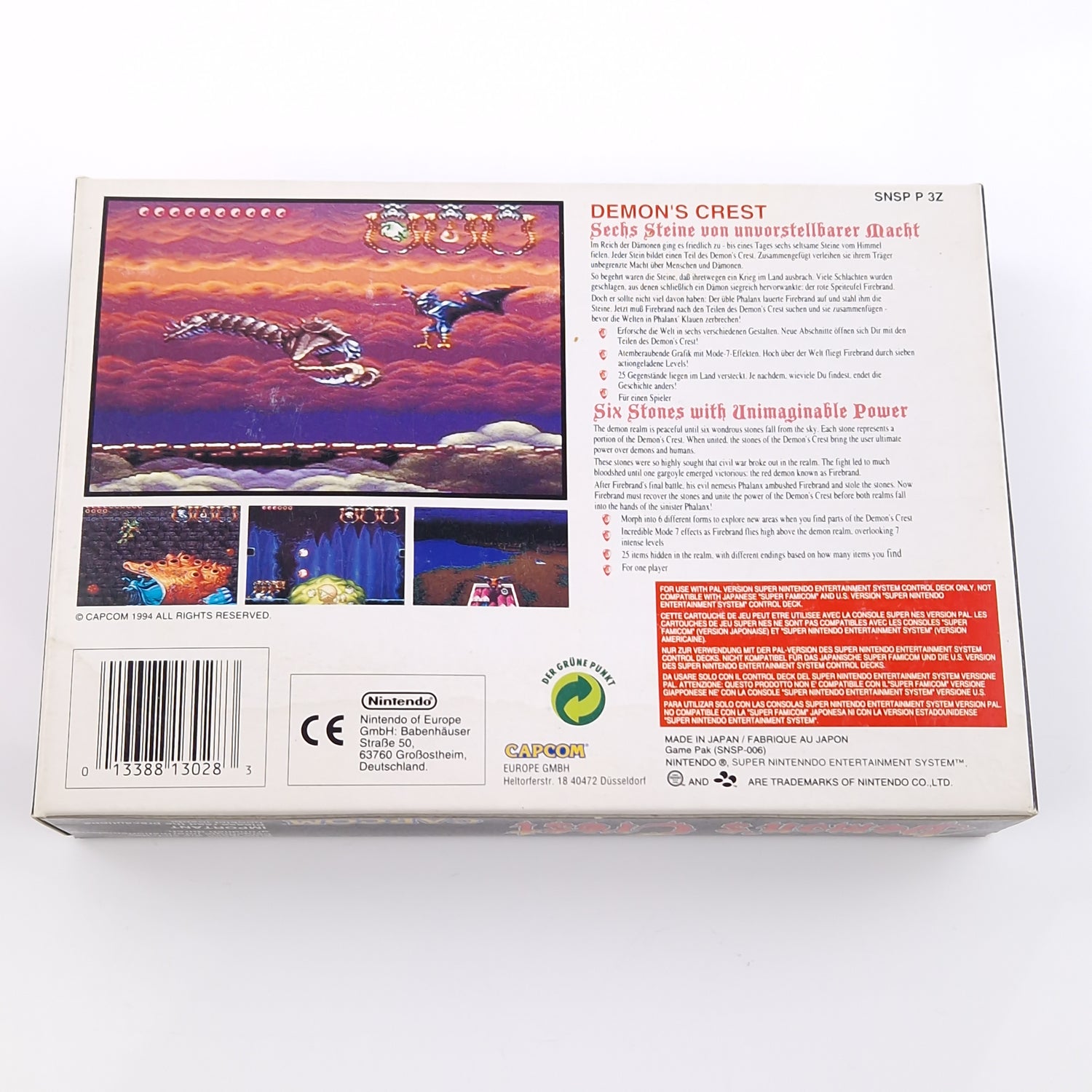 Super Nintendo Spiel : Demons Crest - SNES Modul Anleitung OVP cib | PAL EUR