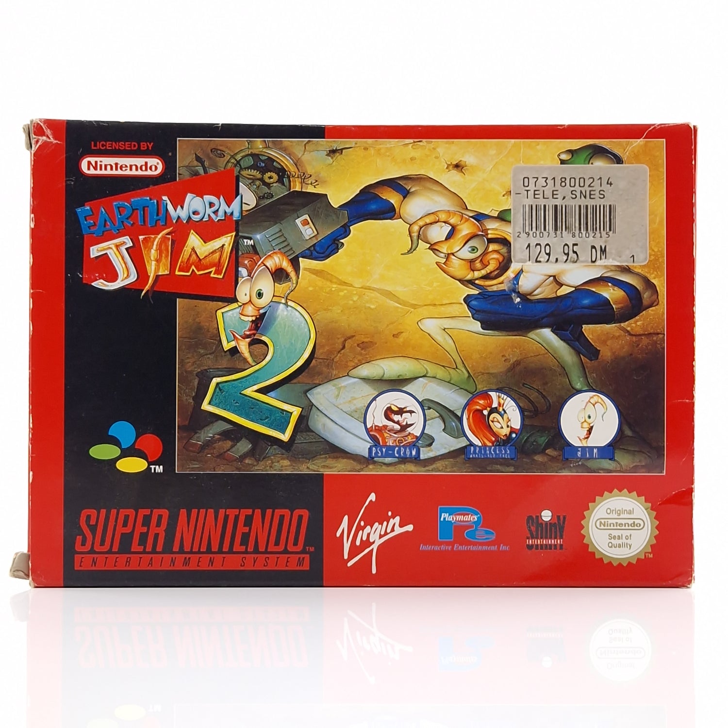 Super Nintendo Spiel : Earth Worm Jim 1 mit OVP und Anleitung vom 2. Teil - SNES