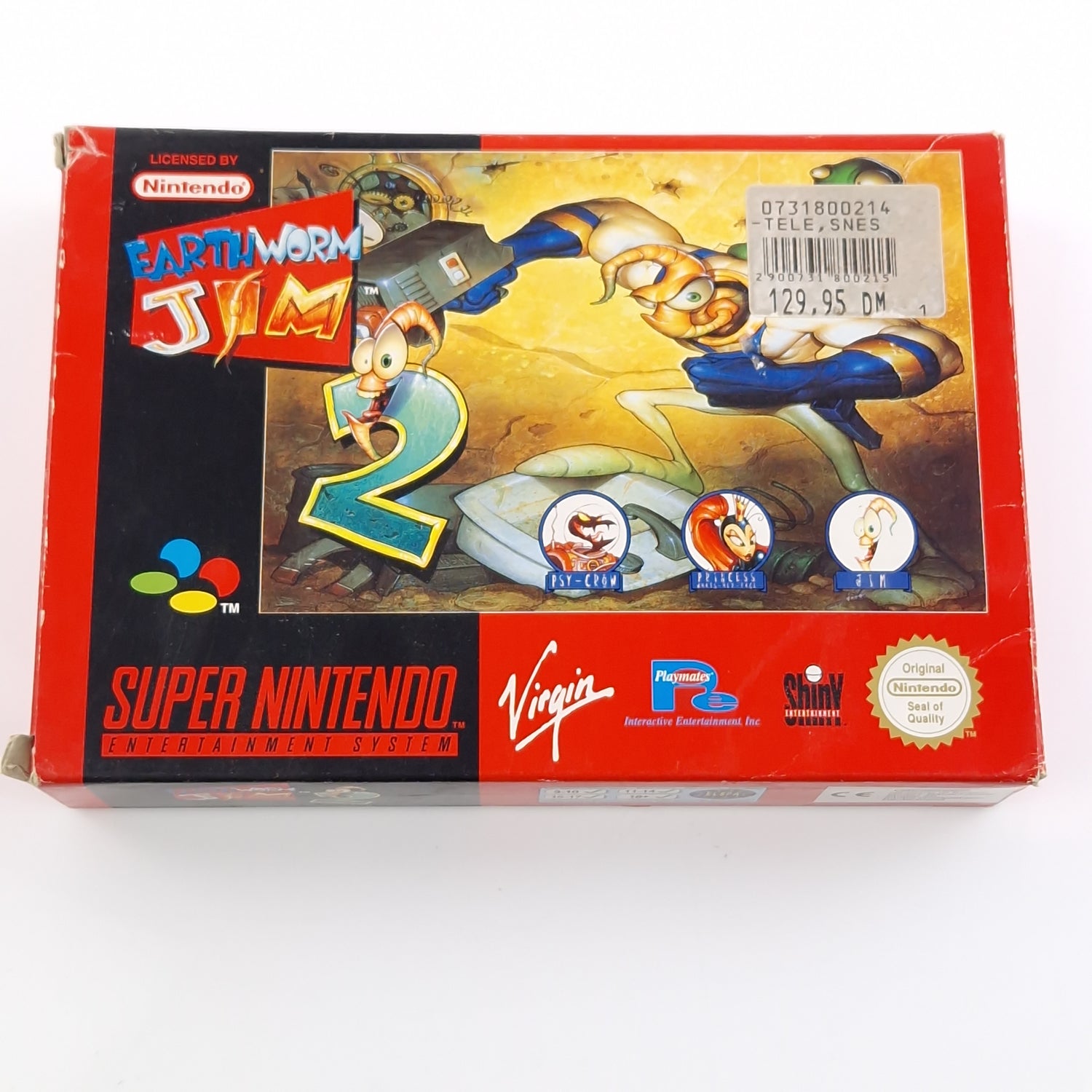 Super Nintendo Spiel : Earth Worm Jim 1 mit OVP und Anleitung vom 2. Teil - SNES