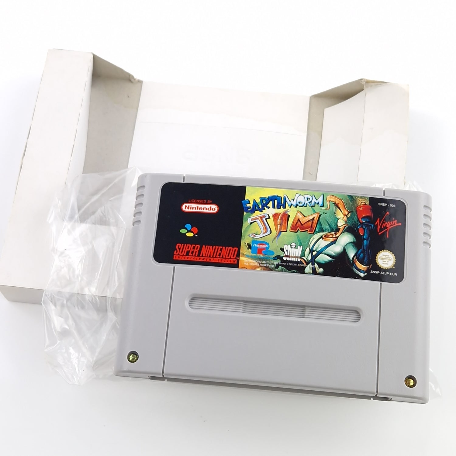 Super Nintendo Spiel : Earth Worm Jim 1 mit OVP und Anleitung vom 2. Teil - SNES