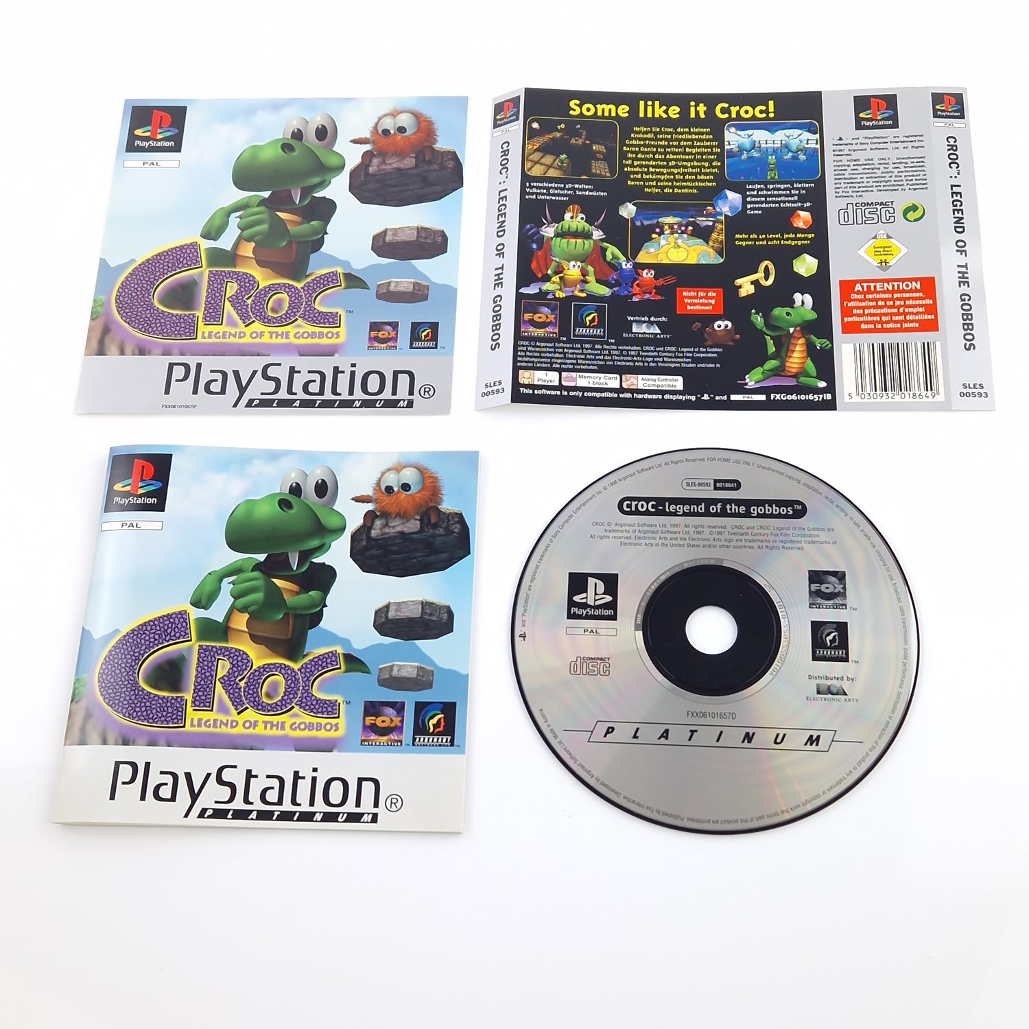 Playstation 1 Spiel : Croc - Legend of the Gobbos - CD DISK Anleitung Cover PS1