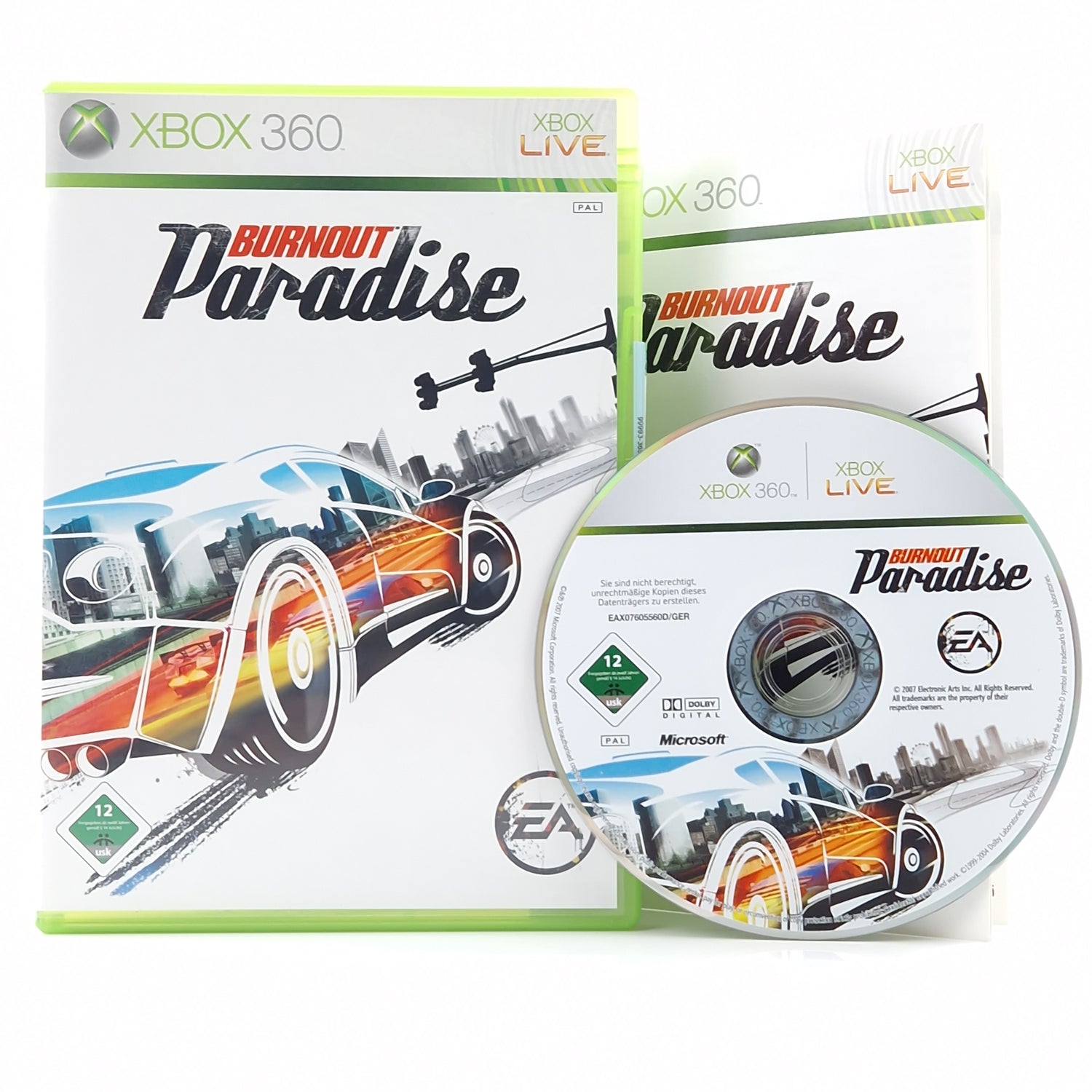 Xbox 360 Spiel : Burnout Paradise - Microsoft CD Disk Anleitung OVP | Autorennen