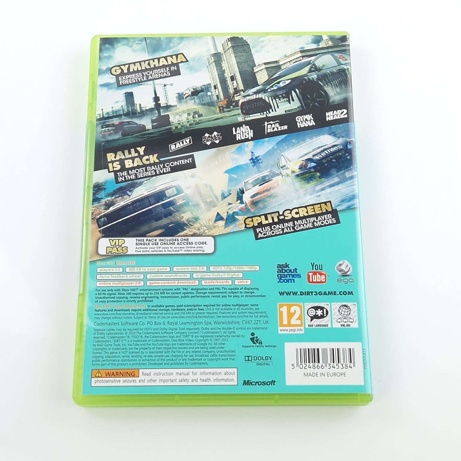 Xbox 360 Spiel : Dirt 3 - CD Disk Anleitung OVP | Microsoft dt. PAL Autorennen