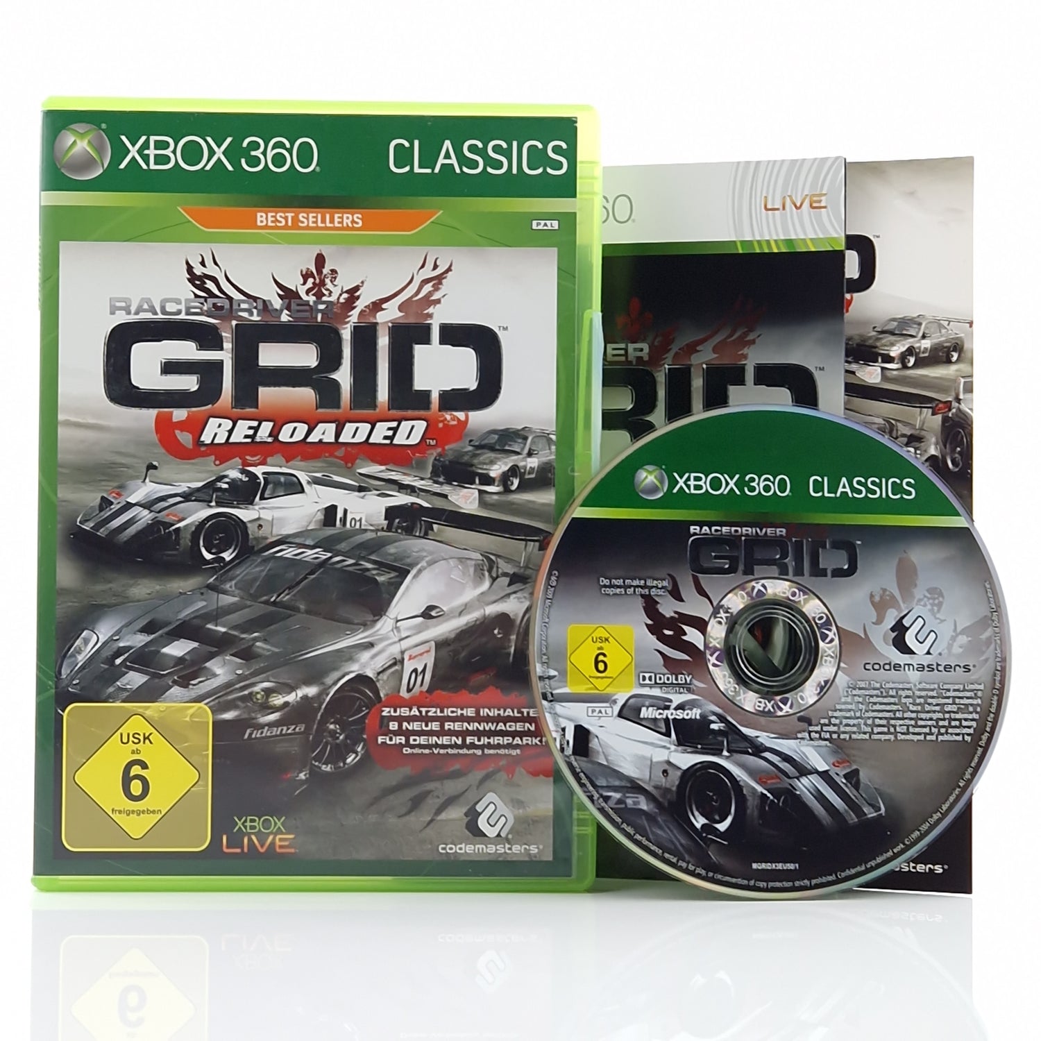 Xbox 360 Spiel : Racedriver Grid Reloaded - CD Disk Anleitung OVP dt. PAL