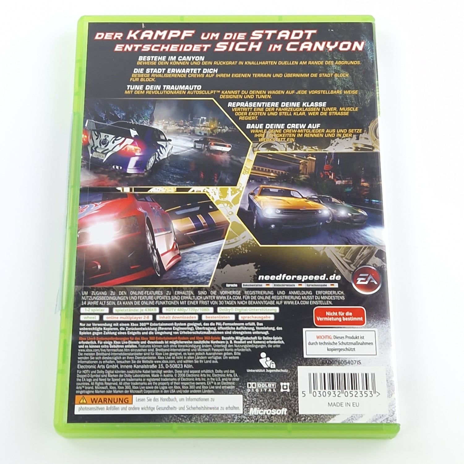 Xbox 360 Spiel : Need for Speed Carbon - CD Disk Anleitung OVP dt. PAL Microsoft