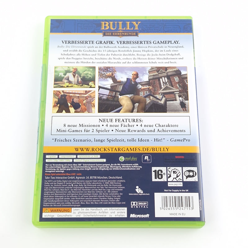 Xbox 360 Spiel : Bully die Ehrenrunde - CD Disk Anleitung OVP PAL