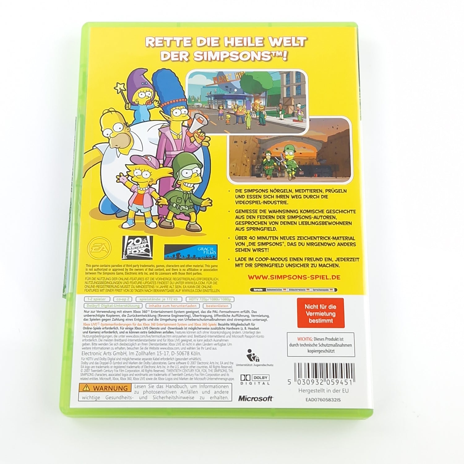 Xbox 360 Spiel : Die Simpsons Das Spiel - CD Disk Anleitung OVP PAL