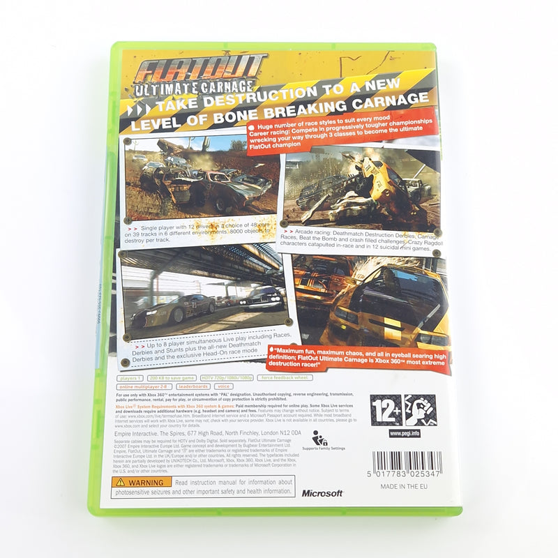 Xbox 360 Spiel : Flatout Ultimate Carnage - CD Anleitung OVP PAL Microsoft