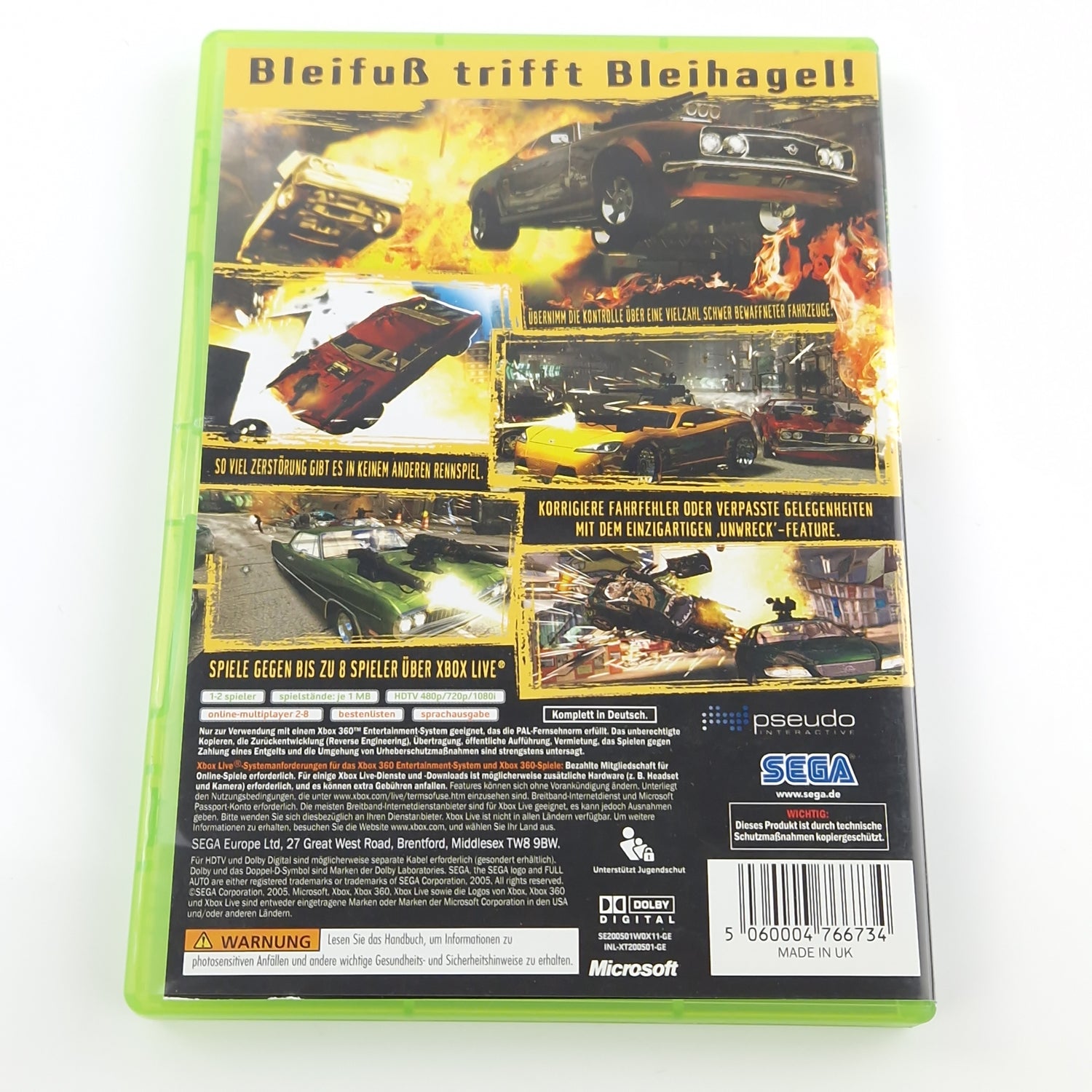 Xbox 360 Spiel : Full Auto - CD Anleitung OVP PAL Microsoft Autorennen