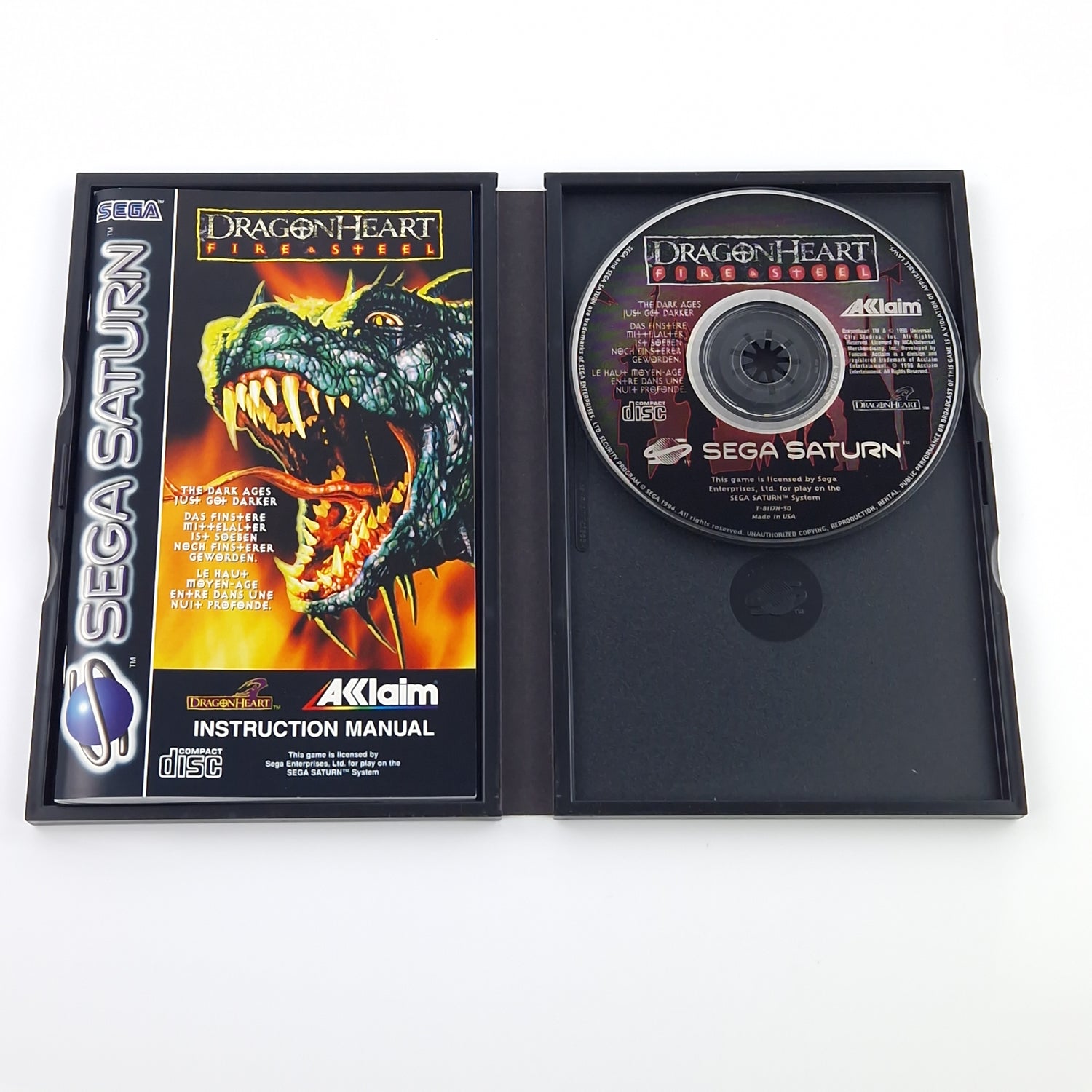 Sega Saturn Spiel : Dragon Heart Fire & Steel - CD Disk Anleitung OVP | PAL Game