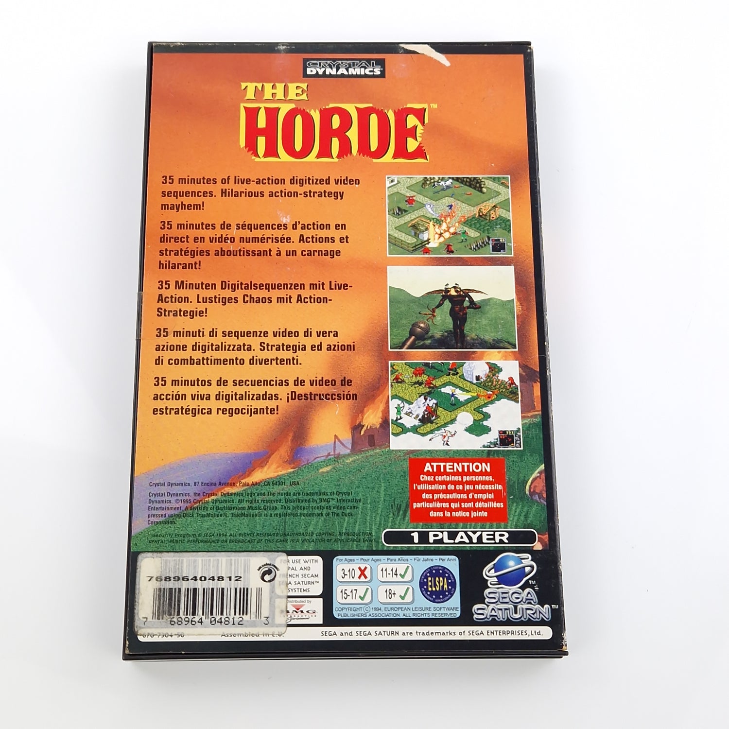 Sega Saturn Spiel : The Horde - CD Disk Anleitung OVP / PAL Crystal Dynamics