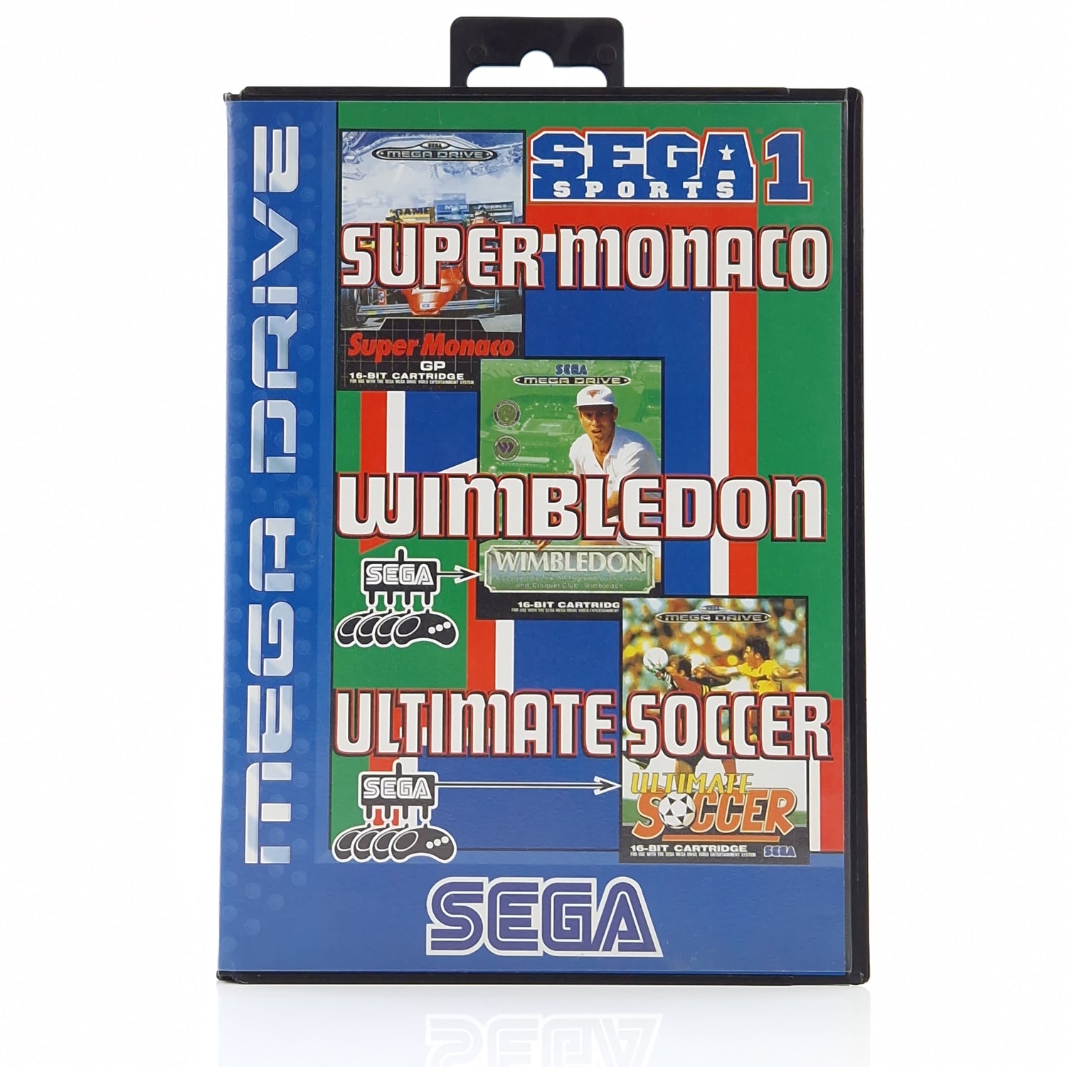 Sega Mega Drive Spiel : Sega Sports 1 - Super Monaco, Wimbledon, Soccer OVP PAL