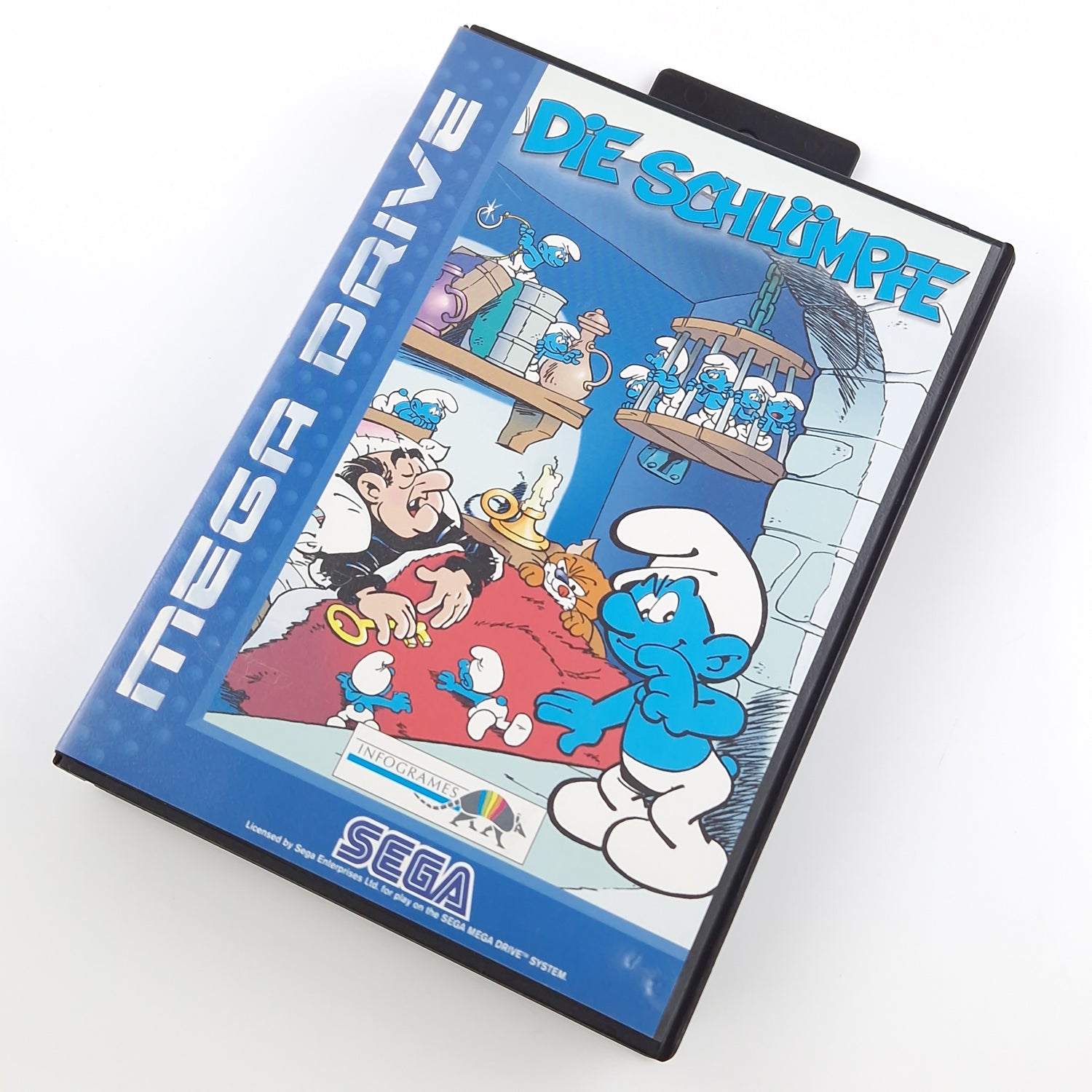 Sega Mega Drive Spiel : Die Schlümpfe + Poster - MD Modul Anleitung OVP PAL