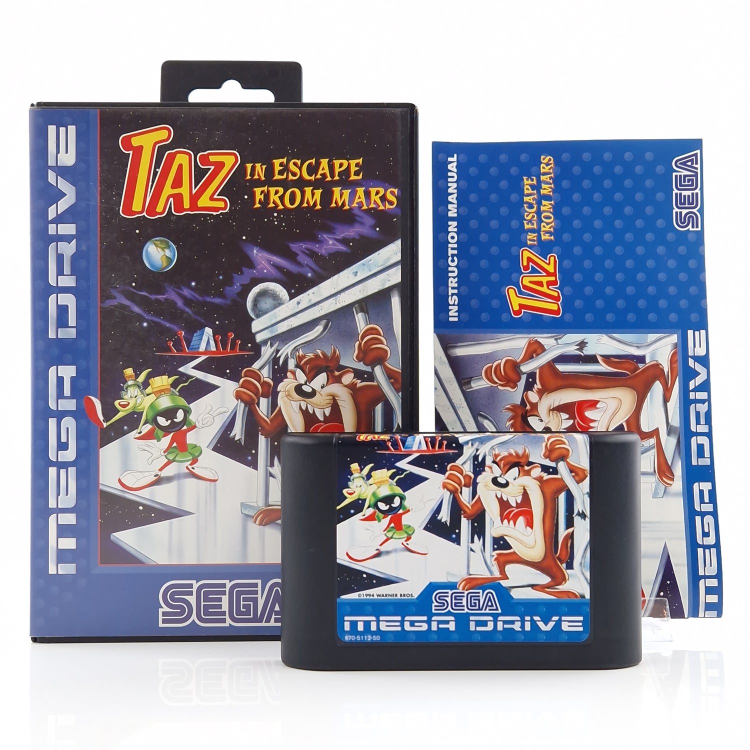 Sega Mega Drive Spiel : TAZ in Escape from Mars - MD Modul Anleitung OVP cib PAL