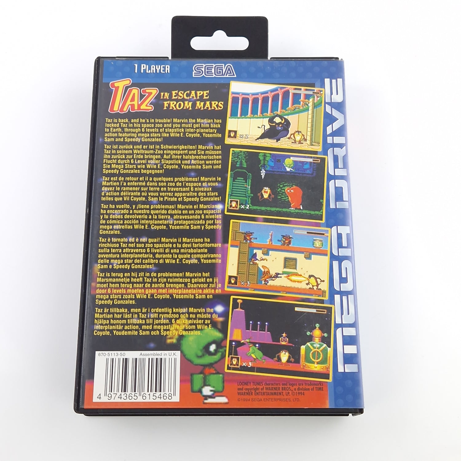 Sega Mega Drive Spiel : TAZ in Escape from Mars - MD Modul Anleitung OVP cib PAL