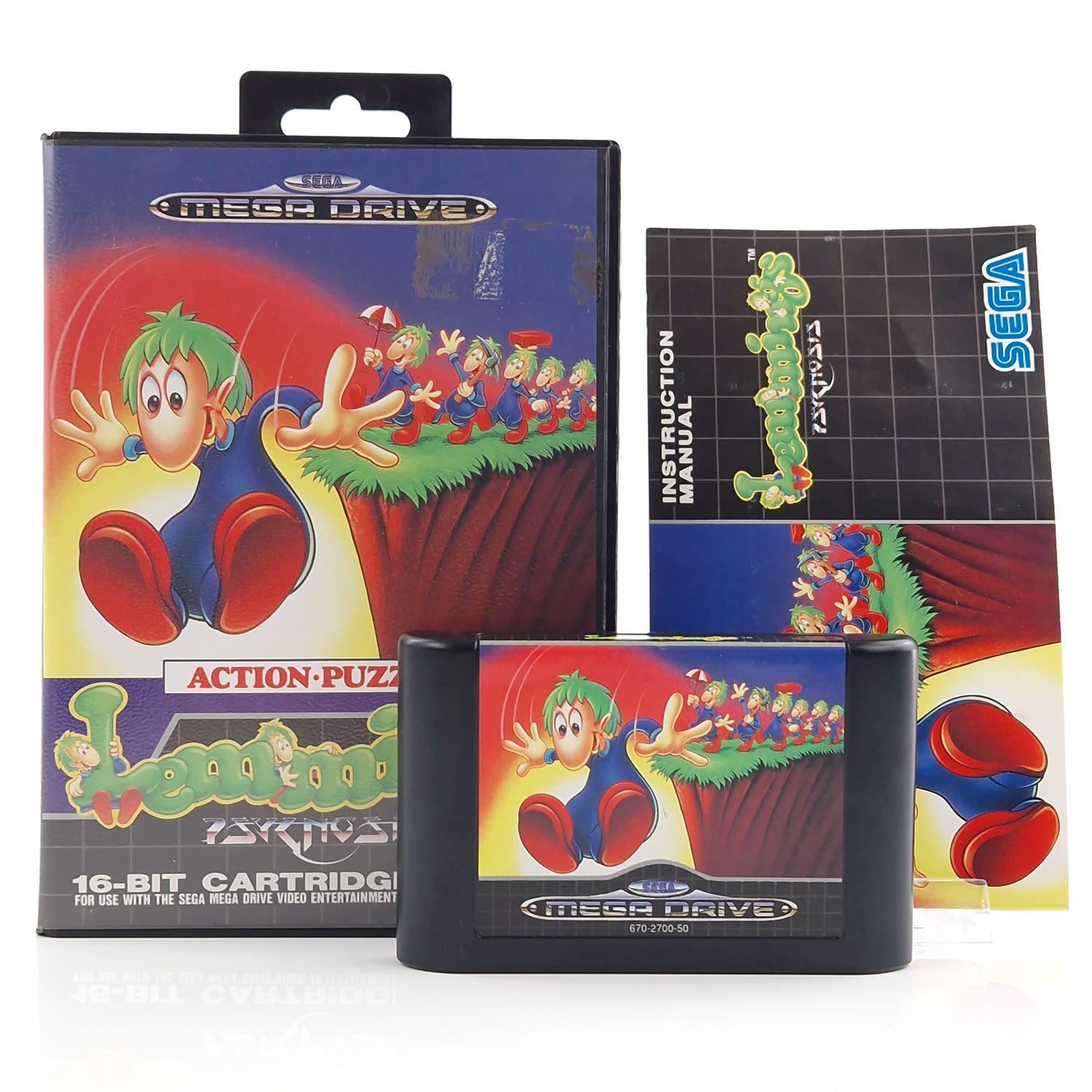 Sega Mega Drive Spiel : Action-Puzzle Lemmings - MD Modul Anleitung OVP cib PAL