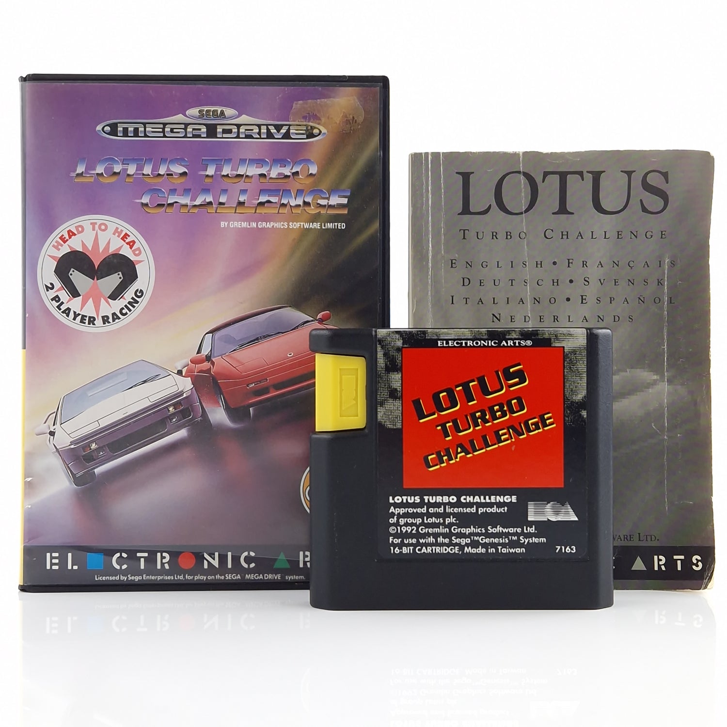 Sega Mega Drive Spiel : Lotus Turbo Challenge - MD Modul Anleitung OVP PAL