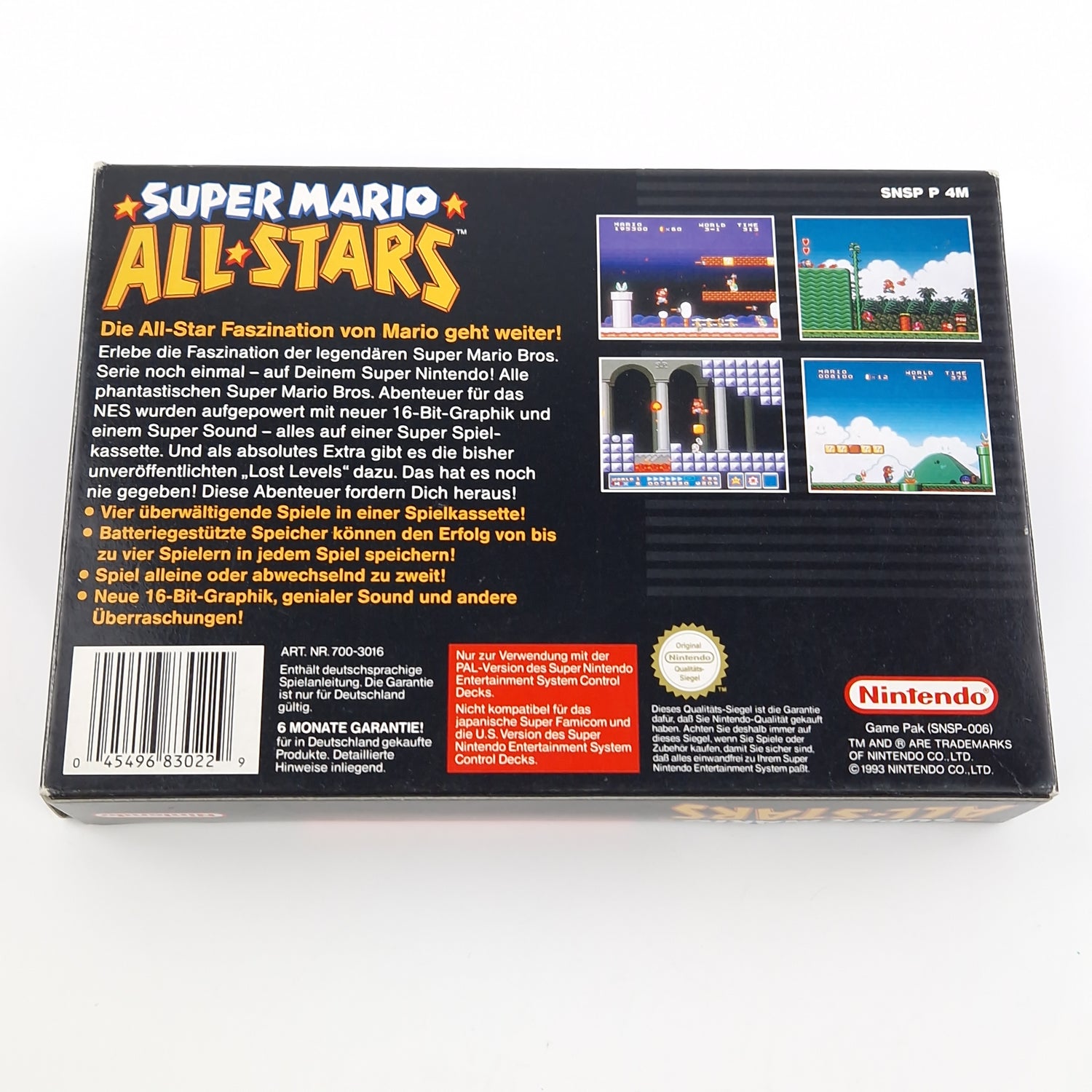 Super Nintendo Spiel : Super Mario All-Stars - SNES Modul Anleitung OVP PAL NOE