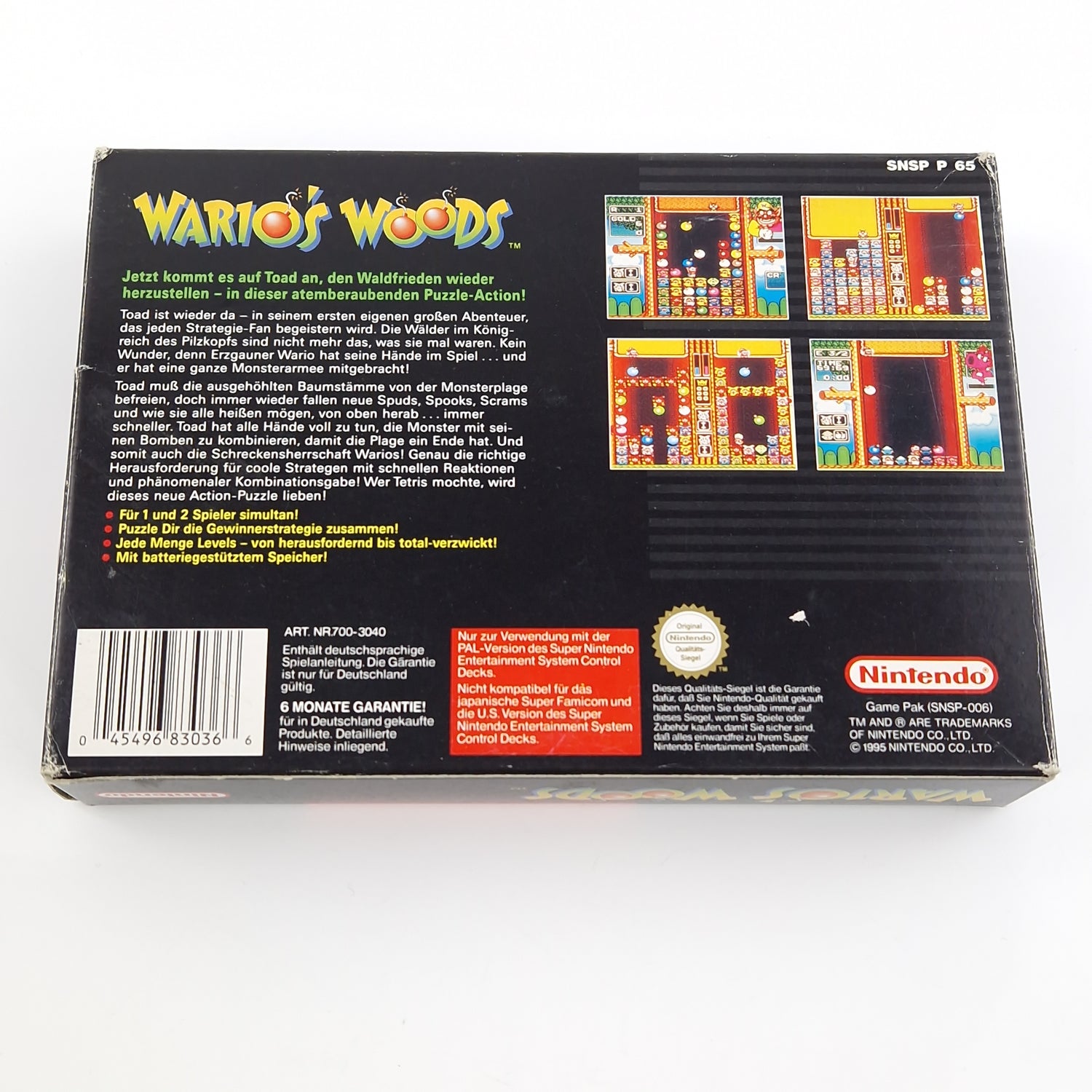 Super Nintendo Spiel : Wario Woods - SNES Modul Anleitung OVP PAL Game NOE