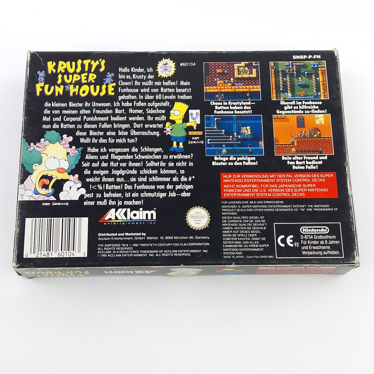 Super Nintendo Spie : Krustys Super Fun House - Simpsons SNES OVP PAL Game