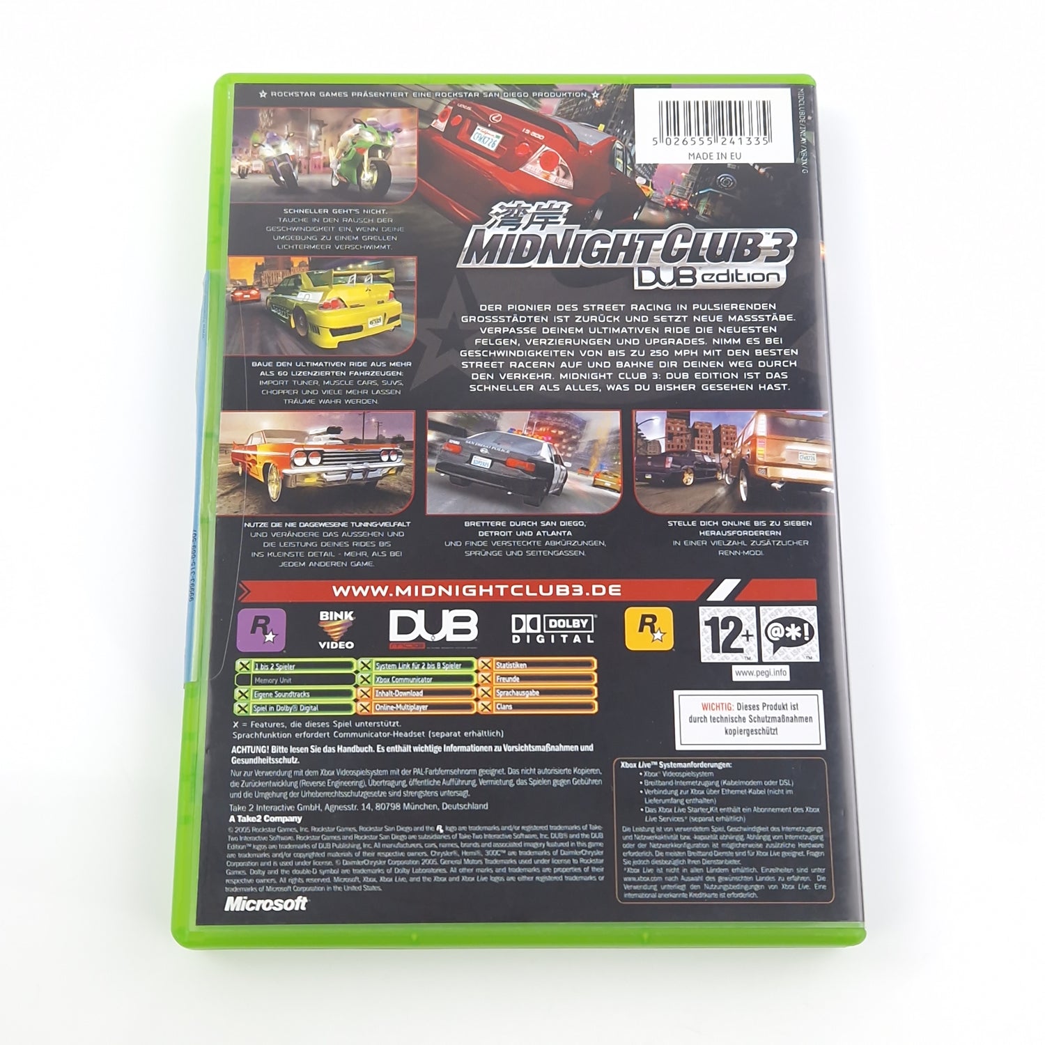 Xbox Classic Spiel : Midnight Club DUB Edition - CD Disk Anleitung OVP Microsoft