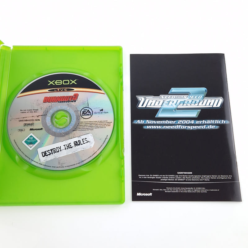 Xbox Classic Spiel : Burnout 3 Takedown - CD Disk Anleitung OVP Microsoft