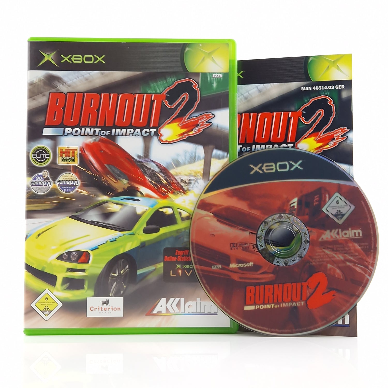 Xbox Classic Spiel : Burnout 2 Point of Impact - CD Disk Anleitung OVP Microsoft