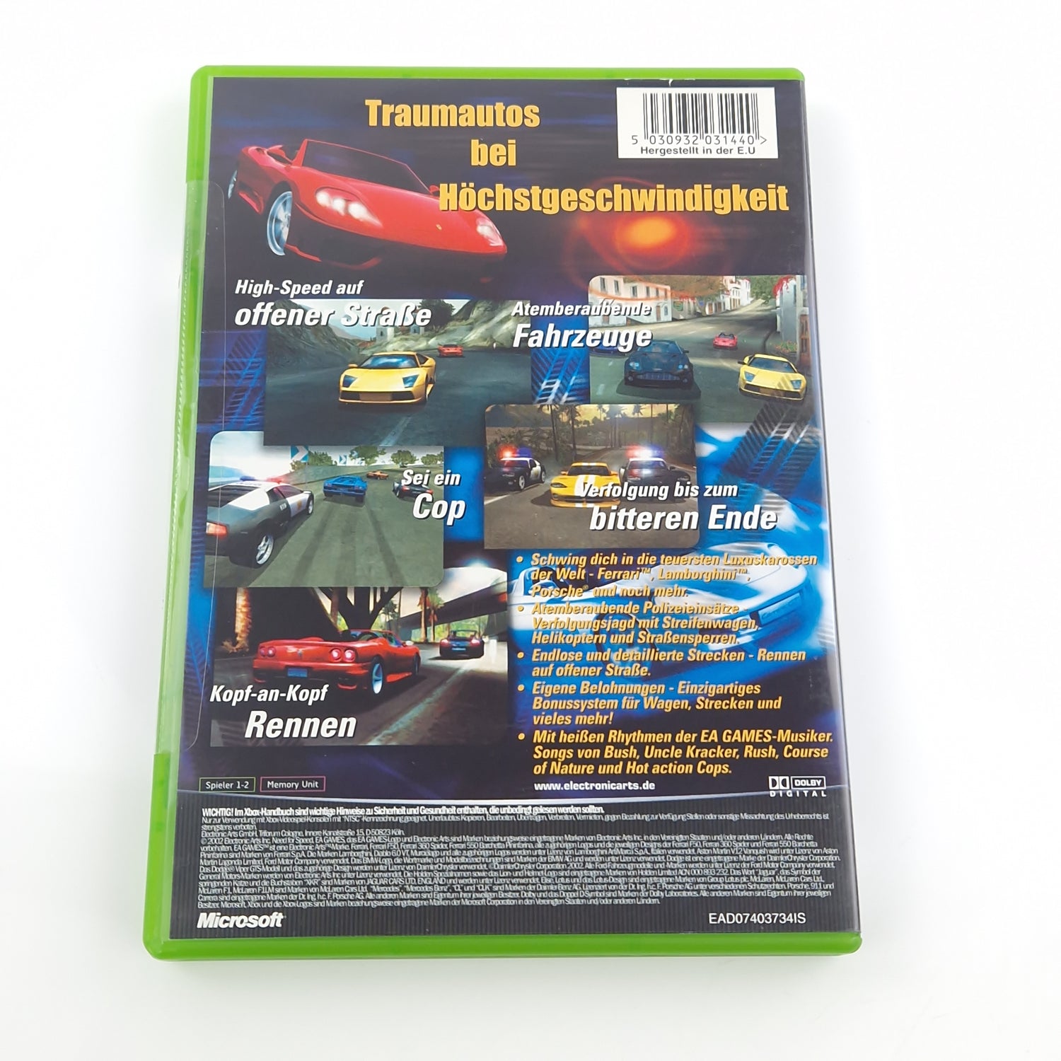 Xbox Classic Spiel : Need for Speed Hot Pursuit 2 - CD Disk Anleitung OVP