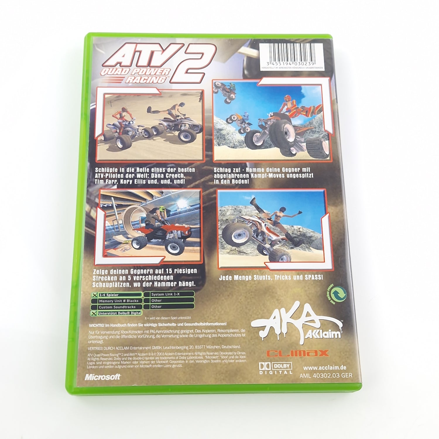 Xbox Classic Spiel : ATV 2 Quad Power Racing - CD Disk Anleitung OVP / PAL