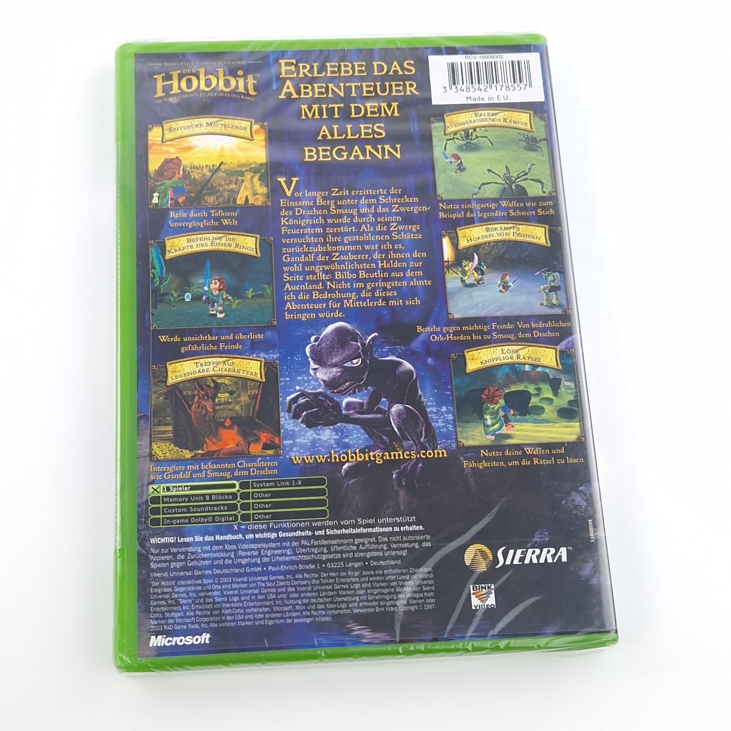 Xbox Classic Spiel : Der Hobbit die Vorgeschichte zu Der Herr der Ringe - NEU