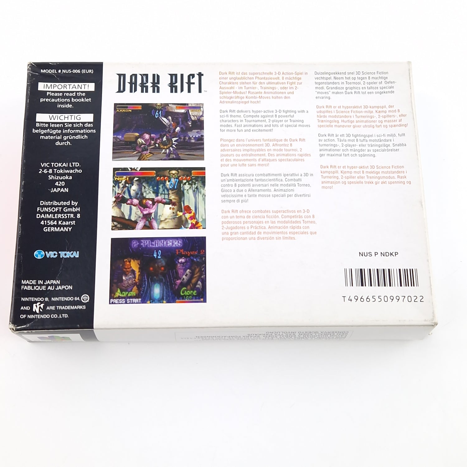 Nintendo 64 Spiel : Dark Rift - Modul Anleitung OVP / N64 PAL EUR