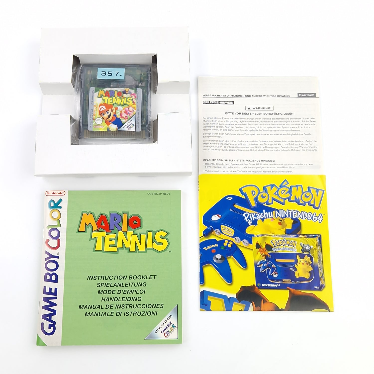 Nintendo Game Boy Color Spiel : Mario Tennis - Modul Anleitung OVP / PAL GBA 02