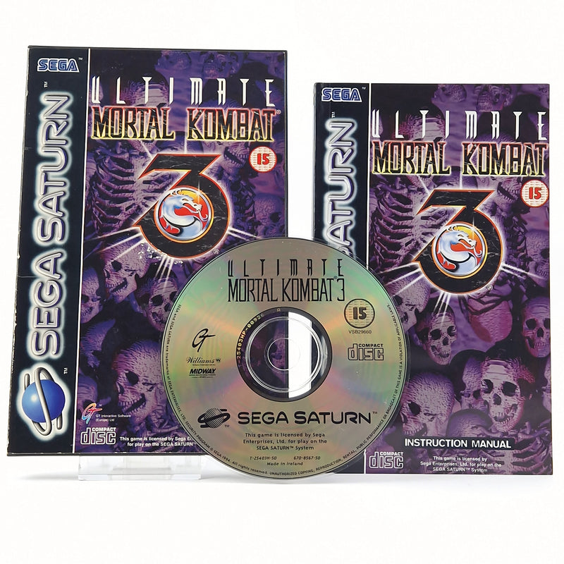 Sega Saturn Spiel : Ultimate Mortal Kombat - OVP Anleitung PAL | CD Disk USK18