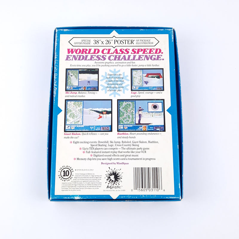 Sega Mega Drive game: Winter Challenge with cardboard original packaging instructions module | PAL Game