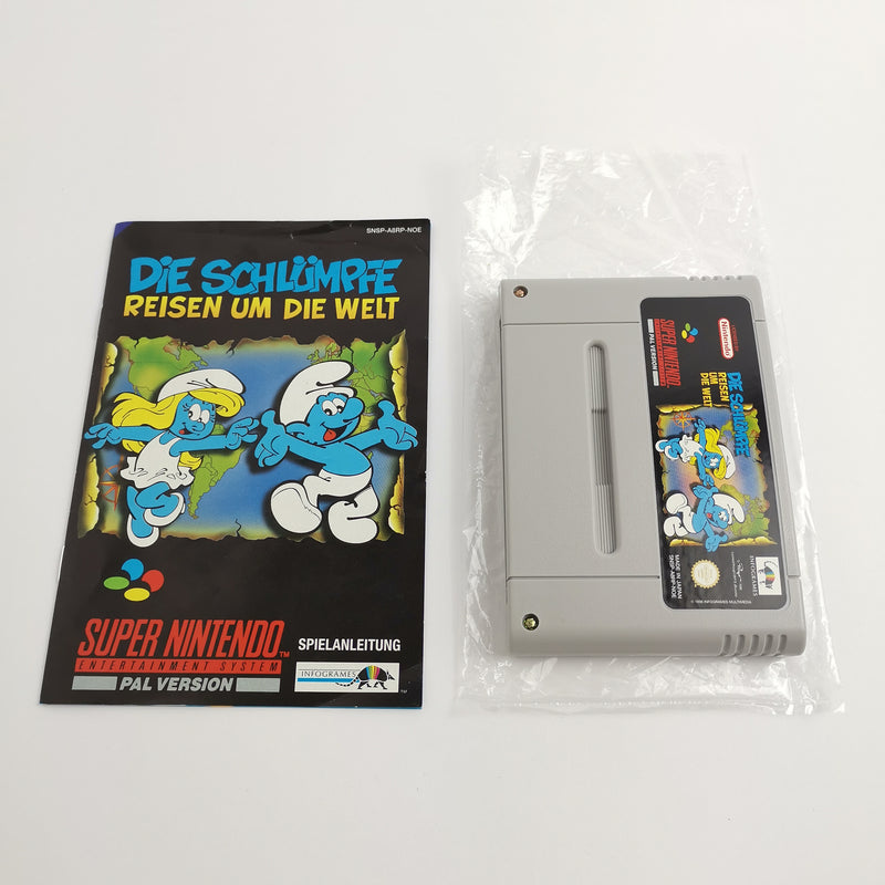 Super Nintendo Game: The Smurfs Travel Around the World | Snes Game - OVP PAL