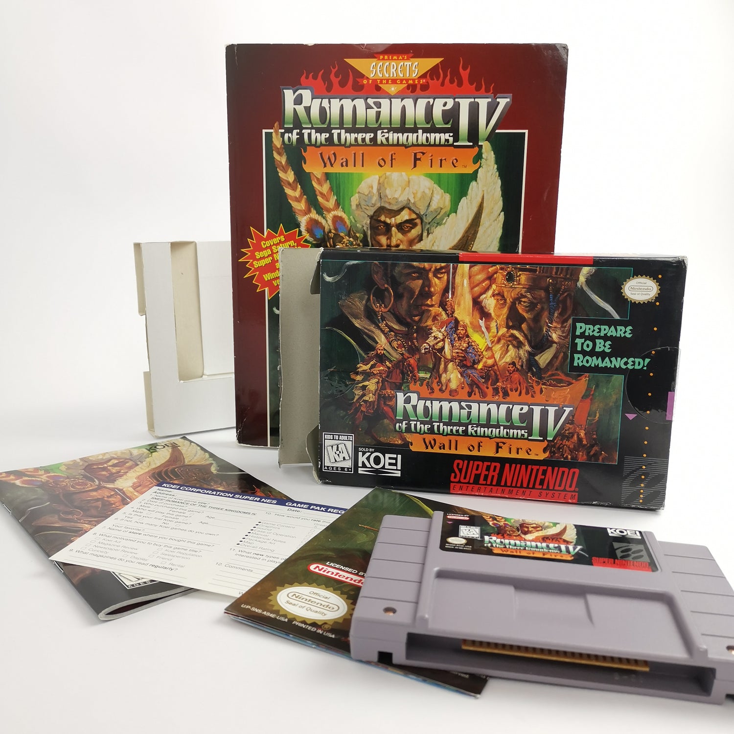 Super Nintendo game: Romance of the three Kingdoms IV Wall of Fire + Guide OVP